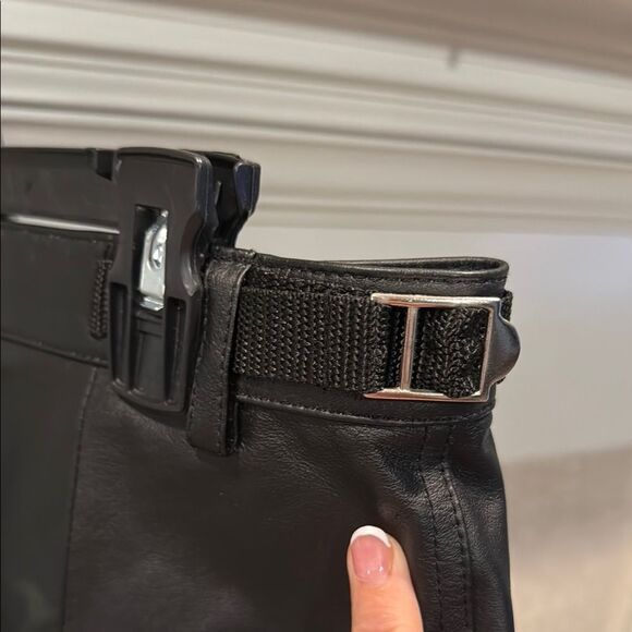 Newport News Black Leather Pants wide leg crops size 14 - Picture 3 of 8